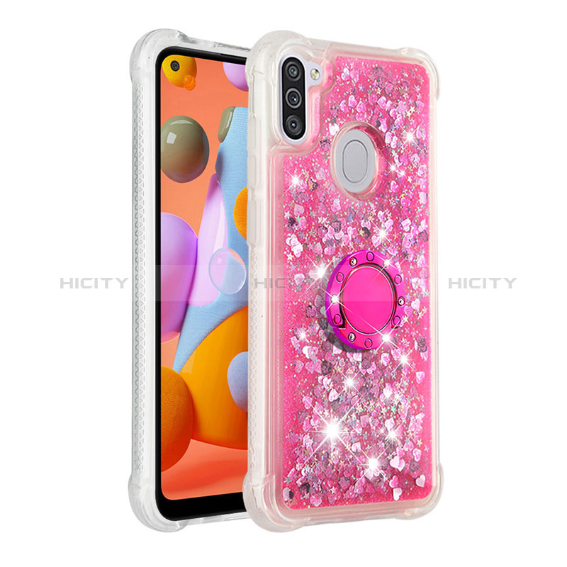 Funda Silicona Carcasa Goma Bling-Bling con Anillo de dedo Soporte S01 para Samsung Galaxy A11