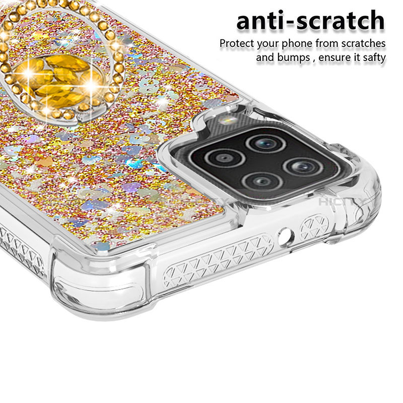 Funda Silicona Carcasa Goma Bling-Bling con Anillo de dedo Soporte S01 para Samsung Galaxy A12 5G