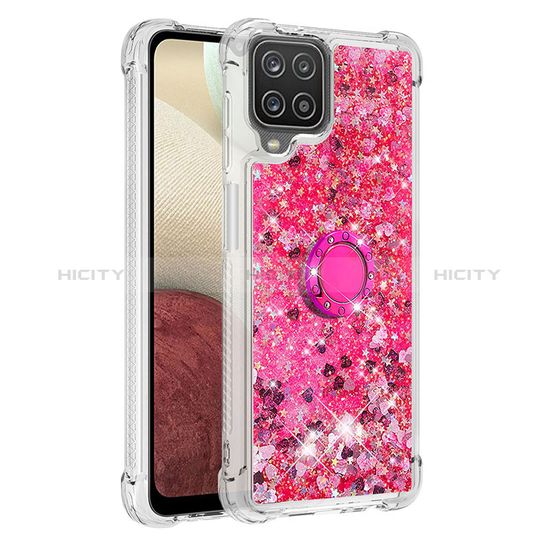 Funda Silicona Carcasa Goma Bling-Bling con Anillo de dedo Soporte S01 para Samsung Galaxy A12 5G