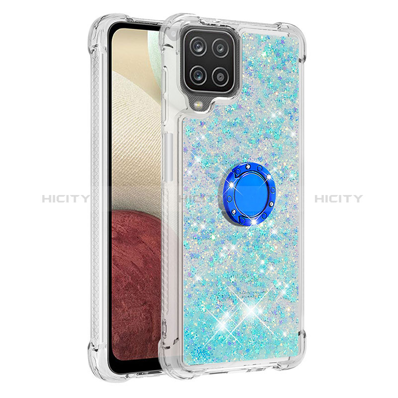 Funda Silicona Carcasa Goma Bling-Bling con Anillo de dedo Soporte S01 para Samsung Galaxy A12