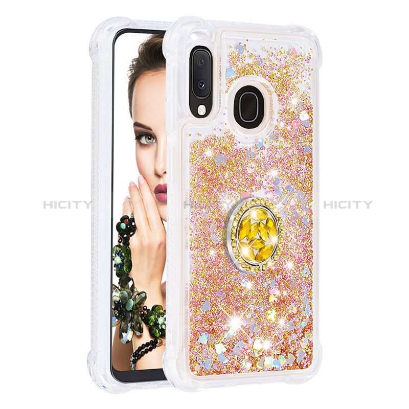 Funda Silicona Carcasa Goma Bling-Bling con Anillo de dedo Soporte S01 para Samsung Galaxy A20e