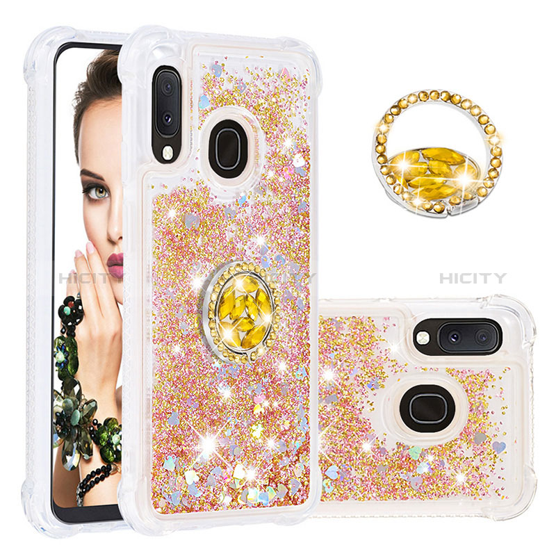 Funda Silicona Carcasa Goma Bling-Bling con Anillo de dedo Soporte S01 para Samsung Galaxy A20e