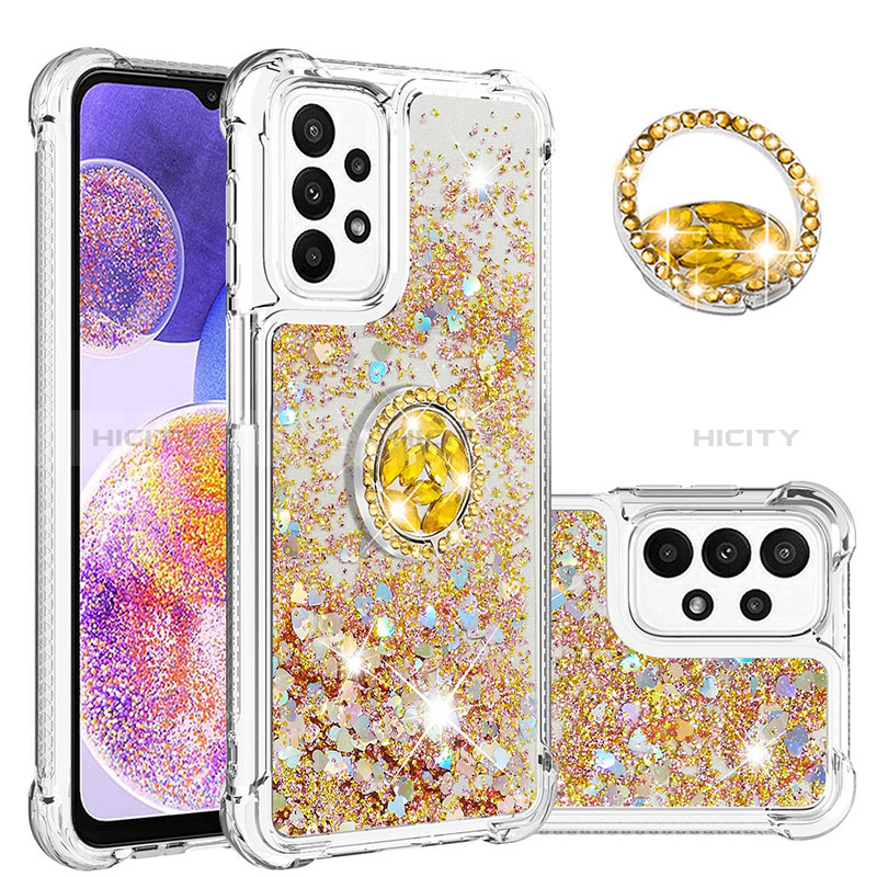 Funda Silicona Carcasa Goma Bling-Bling con Anillo de dedo Soporte S01 para Samsung Galaxy A23 5G