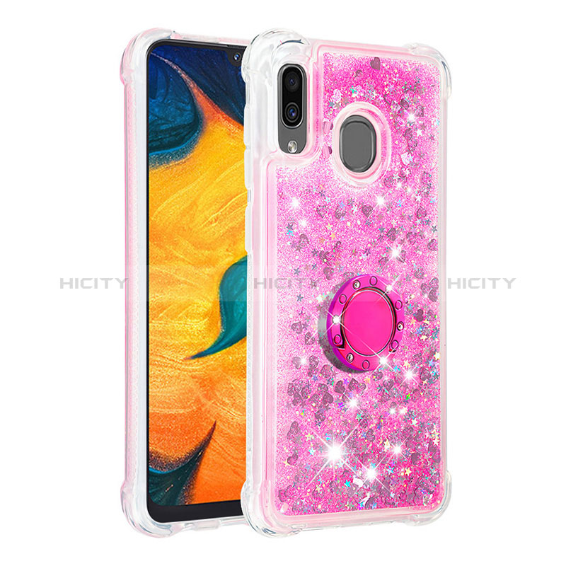 Funda Silicona Carcasa Goma Bling-Bling con Anillo de dedo Soporte S01 para Samsung Galaxy A30