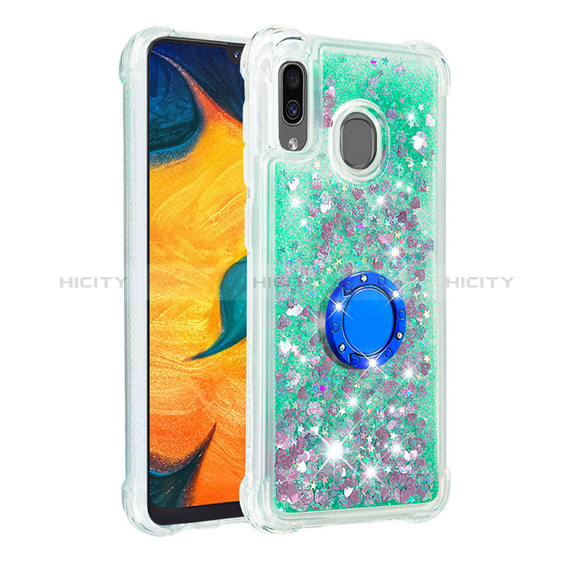 Funda Silicona Carcasa Goma Bling-Bling con Anillo de dedo Soporte S01 para Samsung Galaxy A30