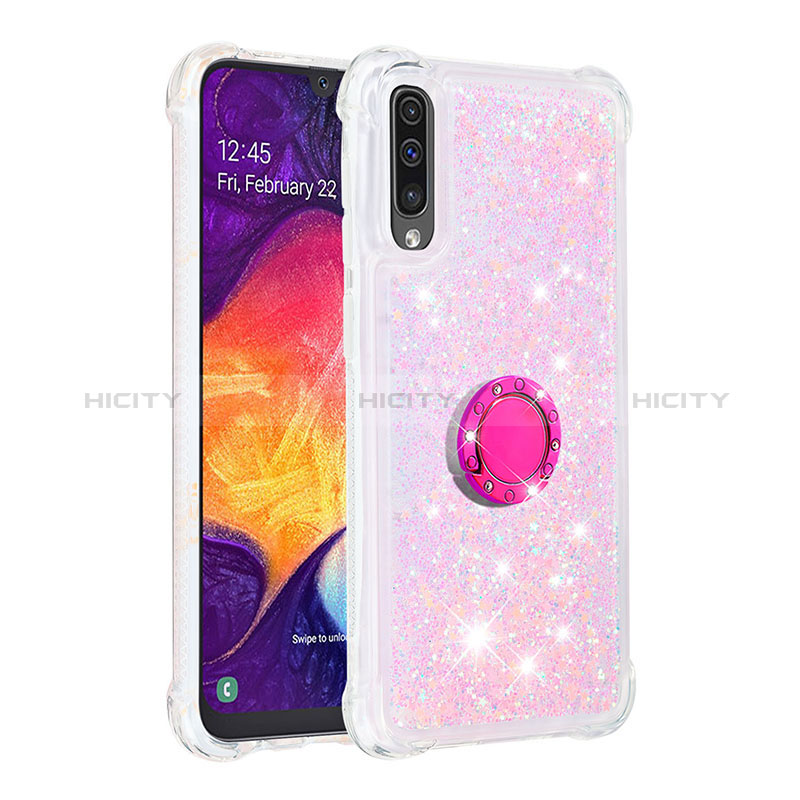 Funda Silicona Carcasa Goma Bling-Bling con Anillo de dedo Soporte S01 para Samsung Galaxy A30S