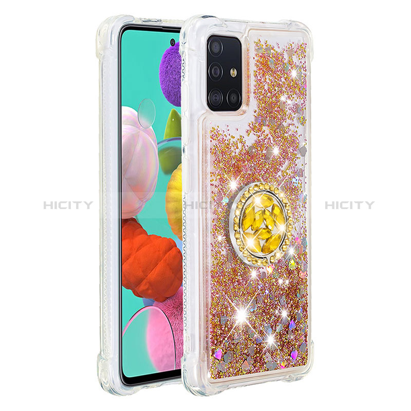 Funda Silicona Carcasa Goma Bling-Bling con Anillo de dedo Soporte S01 para Samsung Galaxy A51 4G