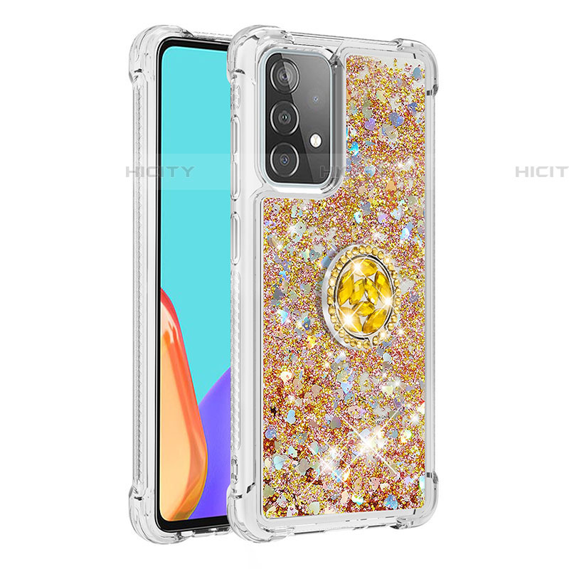 Funda Silicona Carcasa Goma Bling-Bling con Anillo de dedo Soporte S01 para Samsung Galaxy A52 4G