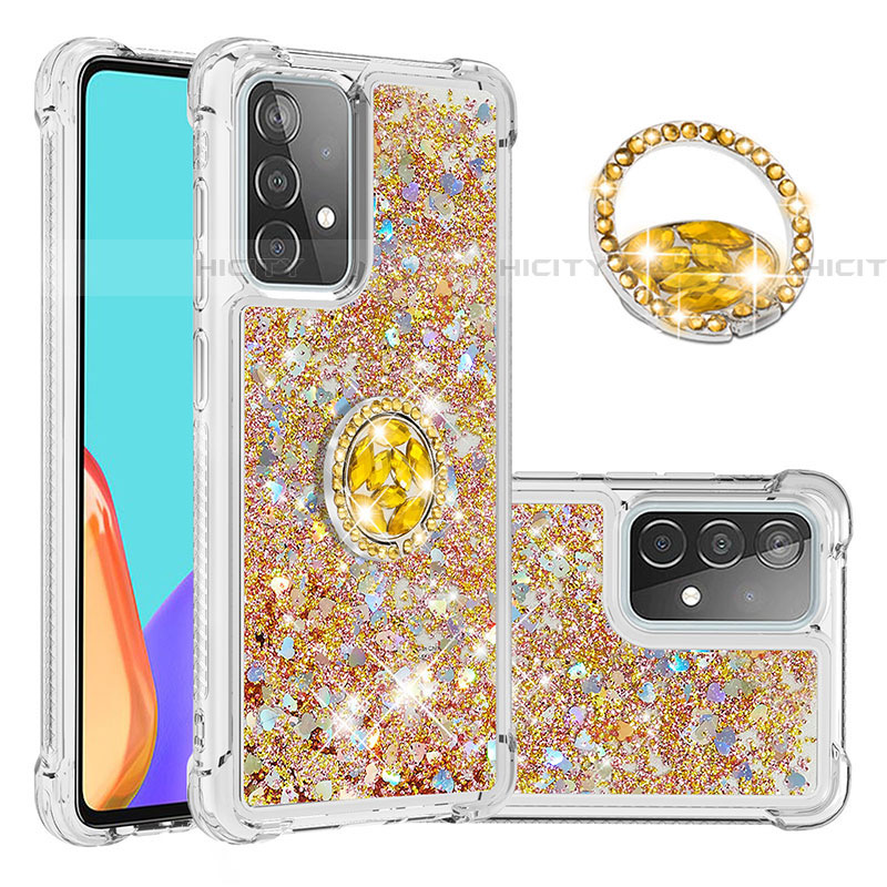 Funda Silicona Carcasa Goma Bling-Bling con Anillo de dedo Soporte S01 para Samsung Galaxy A52 4G