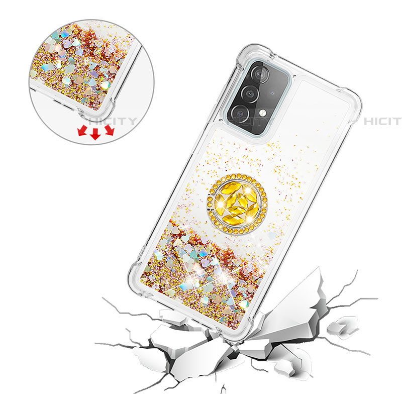 Funda Silicona Carcasa Goma Bling-Bling con Anillo de dedo Soporte S01 para Samsung Galaxy A52 4G