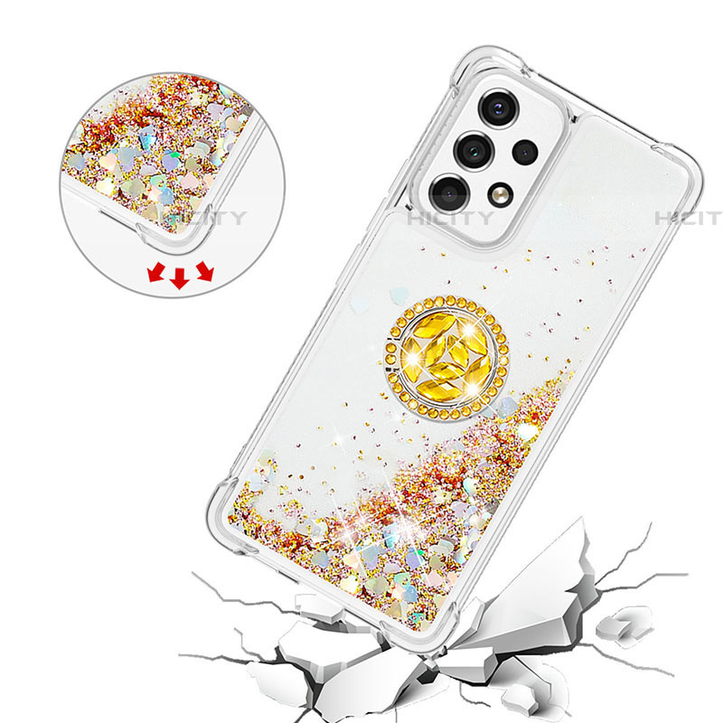 Funda Silicona Carcasa Goma Bling-Bling con Anillo de dedo Soporte S01 para Samsung Galaxy A53 5G