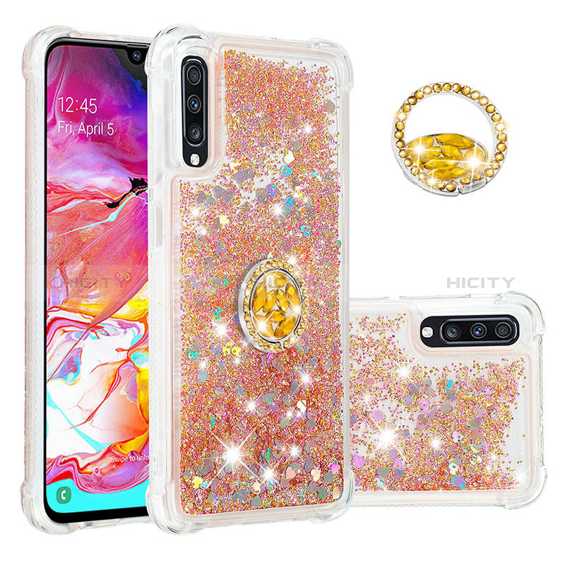 Funda Silicona Carcasa Goma Bling-Bling con Anillo de dedo Soporte S01 para Samsung Galaxy A70S