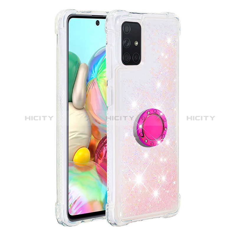 Funda Silicona Carcasa Goma Bling-Bling con Anillo de dedo Soporte S01 para Samsung Galaxy A71 5G