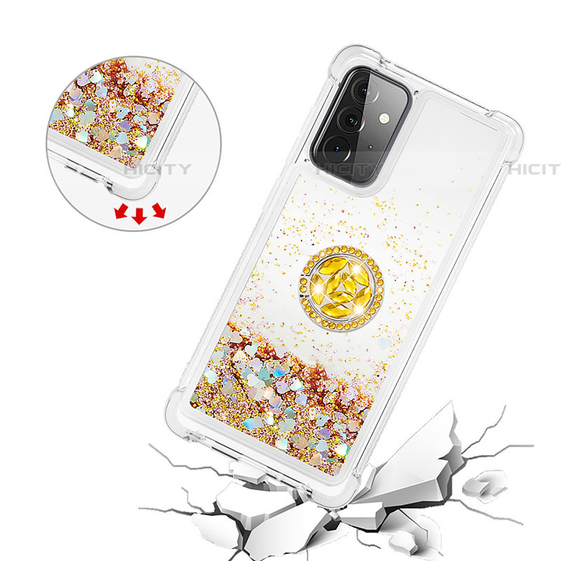 Funda Silicona Carcasa Goma Bling-Bling con Anillo de dedo Soporte S01 para Samsung Galaxy A72 4G