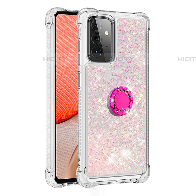 Funda Silicona Carcasa Goma Bling-Bling con Anillo de dedo Soporte S01 para Samsung Galaxy A72 4G