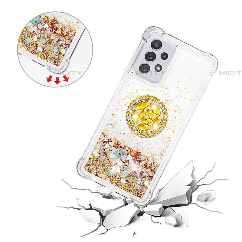 Funda Silicona Carcasa Goma Bling-Bling con Anillo de dedo Soporte S01 para Samsung Galaxy A73 5G