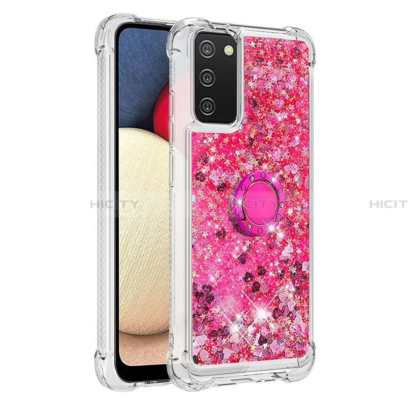 Funda Silicona Carcasa Goma Bling-Bling con Anillo de dedo Soporte S01 para Samsung Galaxy F02S SM-E025F