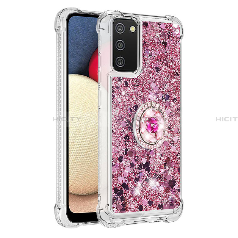 Funda Silicona Carcasa Goma Bling-Bling con Anillo de dedo Soporte S01 para Samsung Galaxy F02S SM-E025F