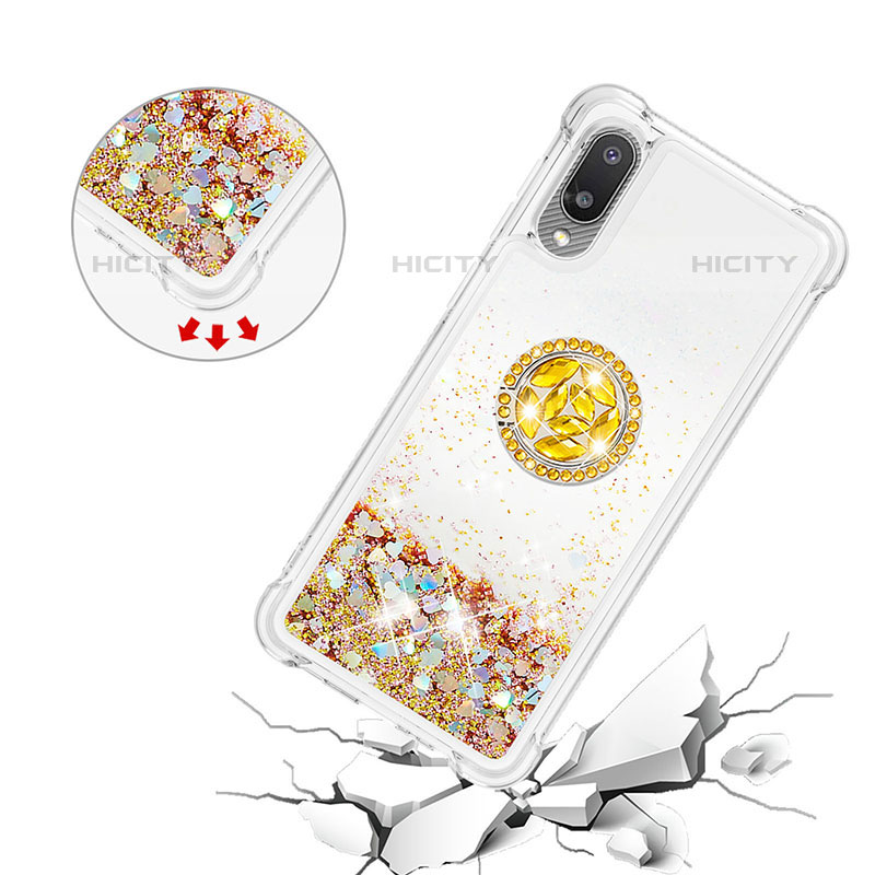 Funda Silicona Carcasa Goma Bling-Bling con Anillo de dedo Soporte S01 para Samsung Galaxy M02