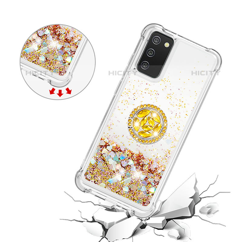 Funda Silicona Carcasa Goma Bling-Bling con Anillo de dedo Soporte S01 para Samsung Galaxy M02s