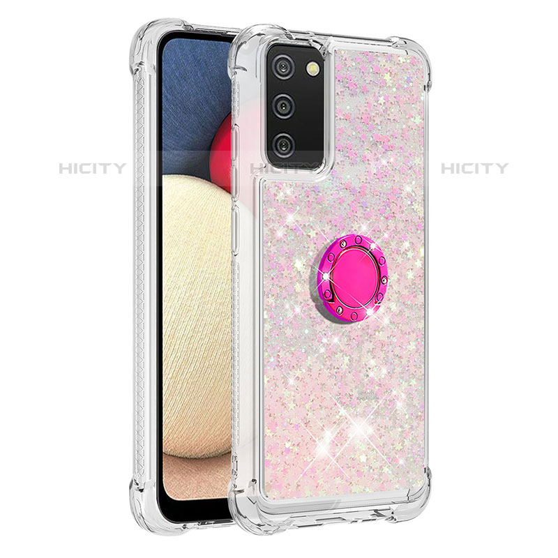 Funda Silicona Carcasa Goma Bling-Bling con Anillo de dedo Soporte S01 para Samsung Galaxy M02s