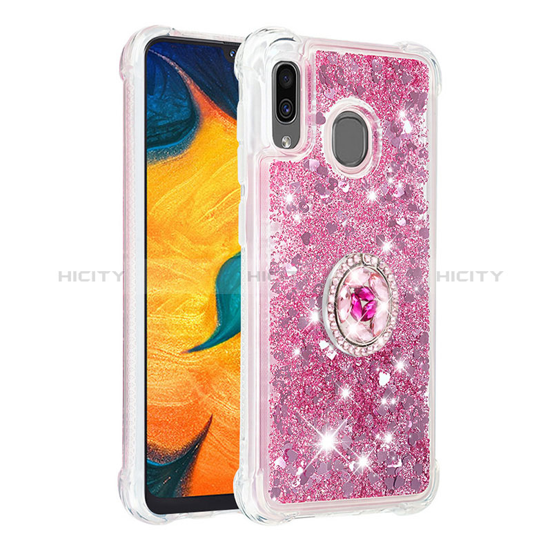 Funda Silicona Carcasa Goma Bling-Bling con Anillo de dedo Soporte S01 para Samsung Galaxy M10S