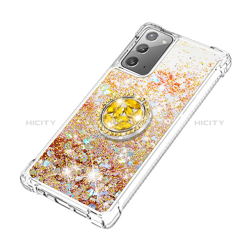 Funda Silicona Carcasa Goma Bling-Bling con Anillo de dedo Soporte S01 para Samsung Galaxy Note 20 5G