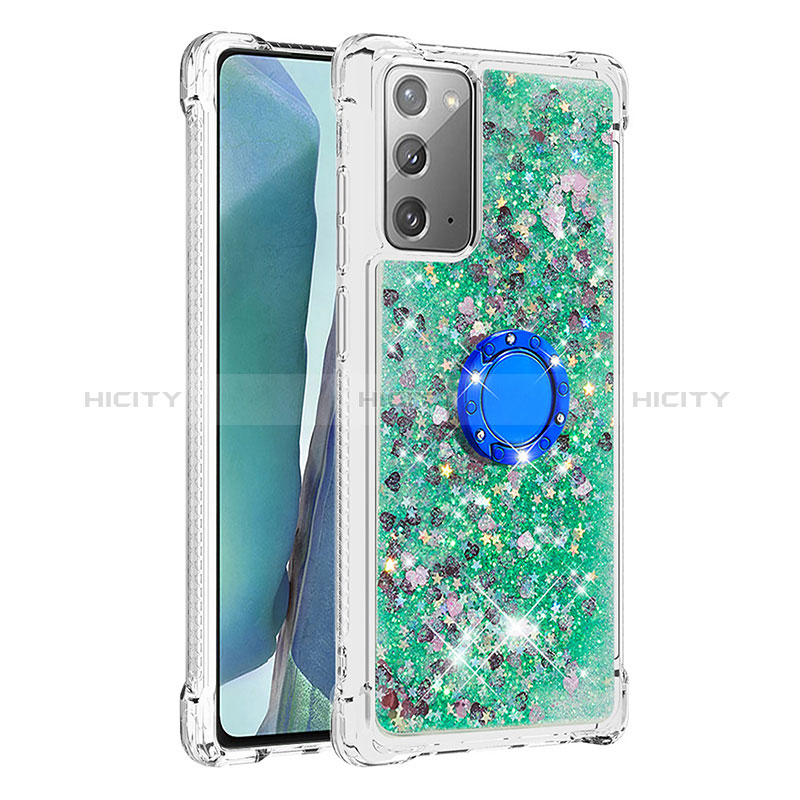 Funda Silicona Carcasa Goma Bling-Bling con Anillo de dedo Soporte S01 para Samsung Galaxy Note 20 5G