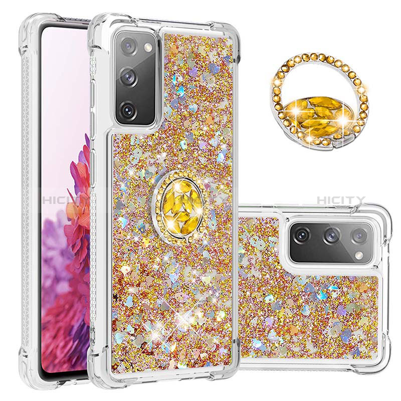 Funda Silicona Carcasa Goma Bling-Bling con Anillo de dedo Soporte S01 para Samsung Galaxy S20 Lite 5G