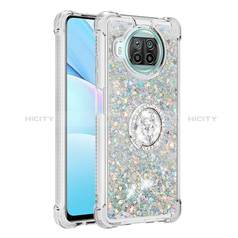 Funda Silicona Carcasa Goma Bling-Bling con Anillo de dedo Soporte S01 para Xiaomi Mi 10i 5G