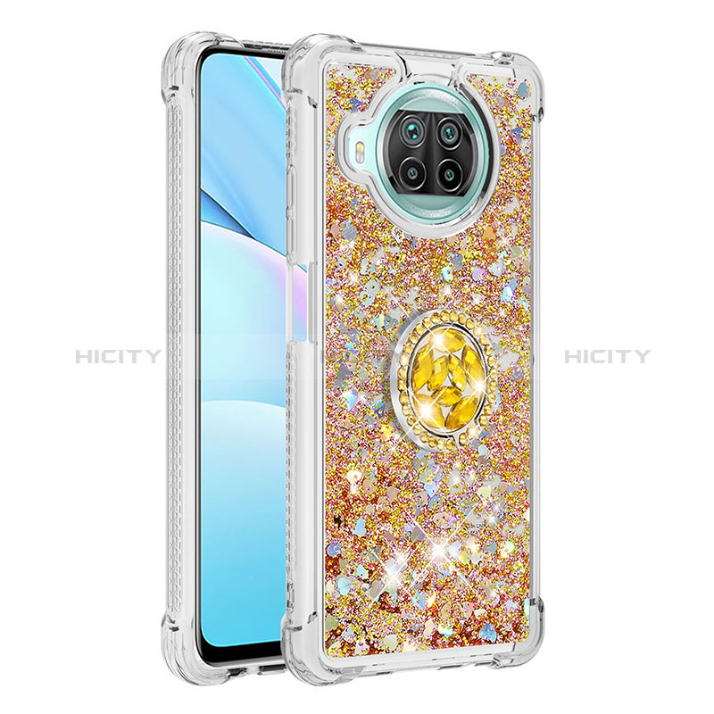 Funda Silicona Carcasa Goma Bling-Bling con Anillo de dedo Soporte S01 para Xiaomi Mi 10i 5G Oro