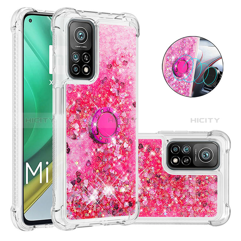 Funda Silicona Carcasa Goma Bling-Bling con Anillo de dedo Soporte S01 para Xiaomi Mi 10T 5G