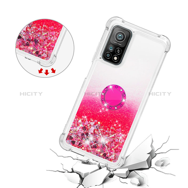 Funda Silicona Carcasa Goma Bling-Bling con Anillo de dedo Soporte S01 para Xiaomi Mi 10T 5G