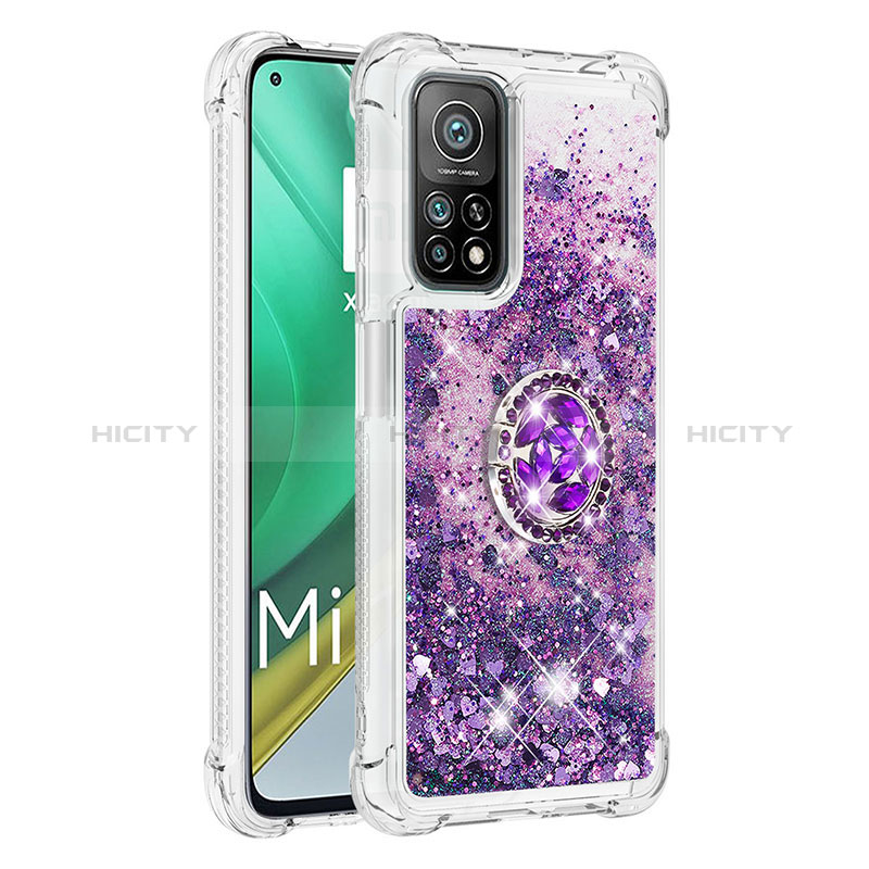 Funda Silicona Carcasa Goma Bling-Bling con Anillo de dedo Soporte S01 para Xiaomi Mi 10T 5G