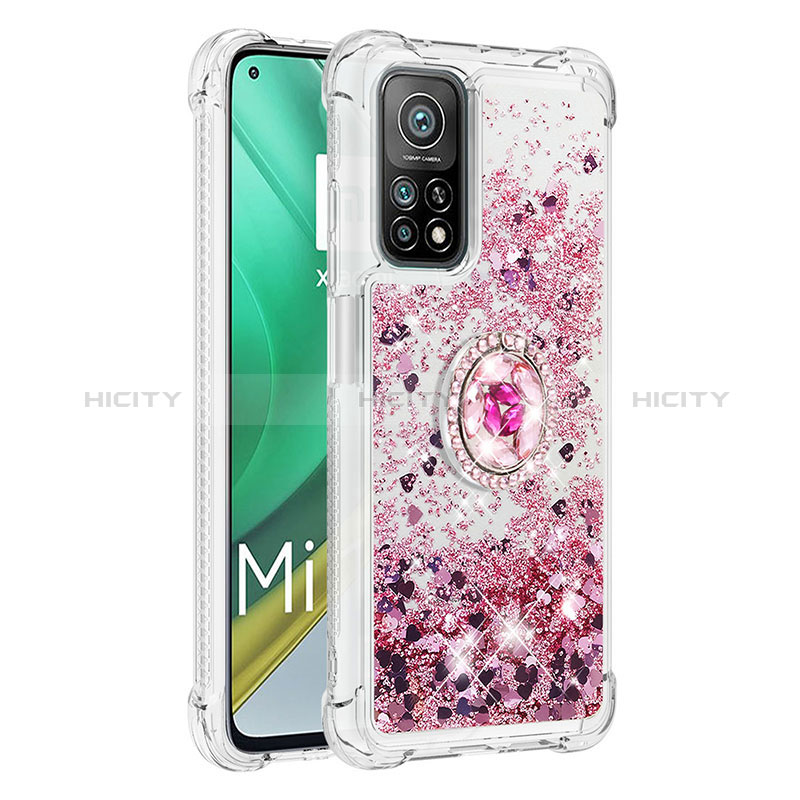 Funda Silicona Carcasa Goma Bling-Bling con Anillo de dedo Soporte S01 para Xiaomi Mi 10T 5G