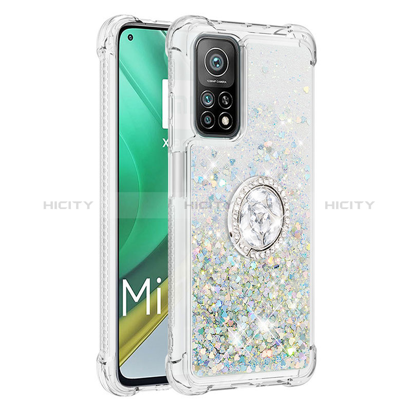 Funda Silicona Carcasa Goma Bling-Bling con Anillo de dedo Soporte S01 para Xiaomi Mi 10T Pro 5G