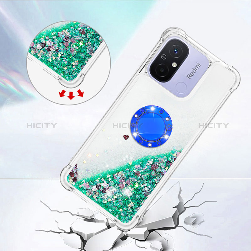 Funda Silicona Carcasa Goma Bling-Bling con Anillo de dedo Soporte S01 para Xiaomi Poco C55