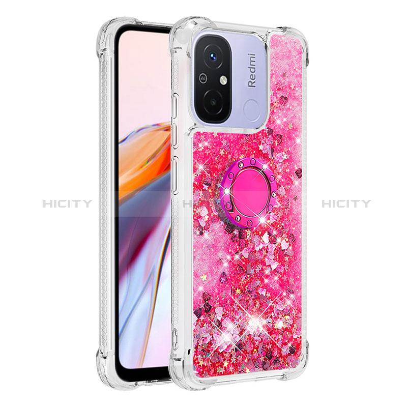 Funda Silicona Carcasa Goma Bling-Bling con Anillo de dedo Soporte S01 para Xiaomi Poco C55