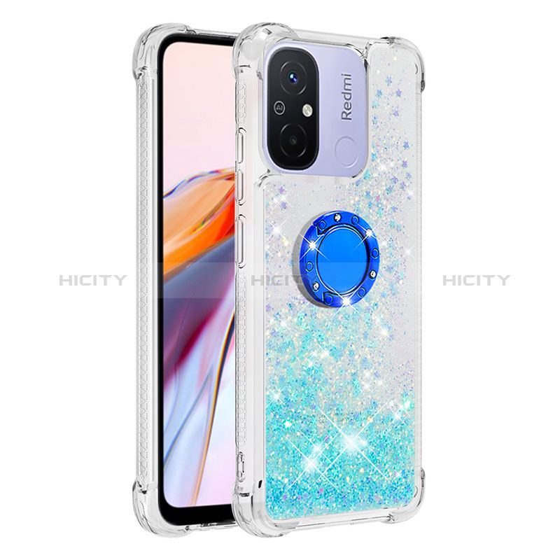 Funda Silicona Carcasa Goma Bling-Bling con Anillo de dedo Soporte S01 para Xiaomi Poco C55