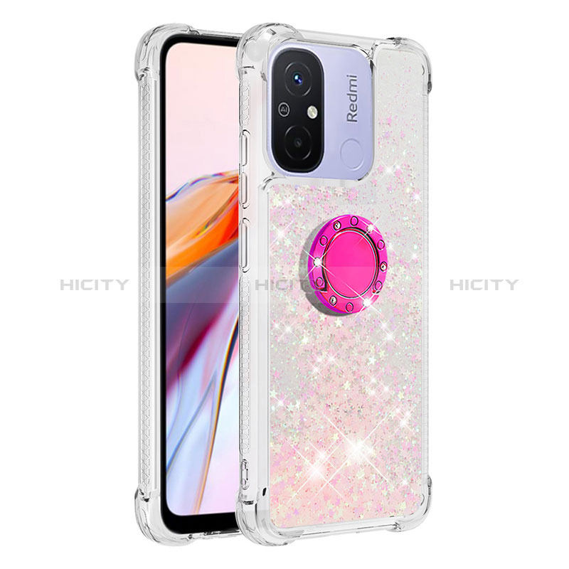 Funda Silicona Carcasa Goma Bling-Bling con Anillo de dedo Soporte S01 para Xiaomi Poco C55