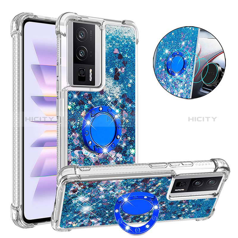 Funda Silicona Carcasa Goma Bling-Bling con Anillo de dedo Soporte S01 para Xiaomi Poco F5 Pro 5G