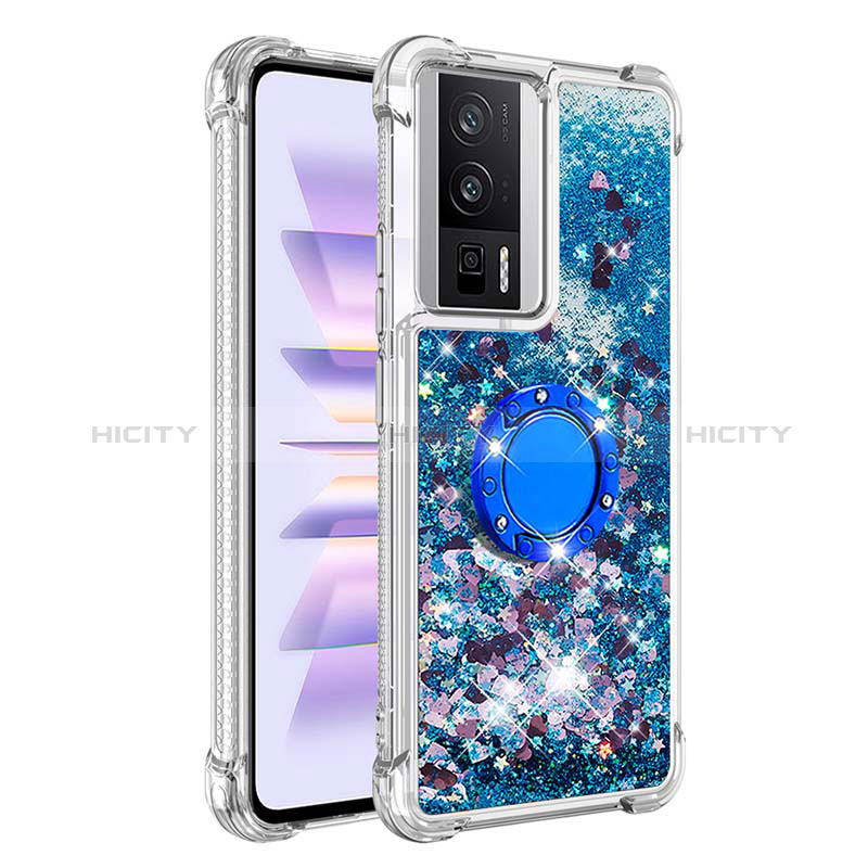 Funda Silicona Carcasa Goma Bling-Bling con Anillo de dedo Soporte S01 para Xiaomi Poco F5 Pro 5G