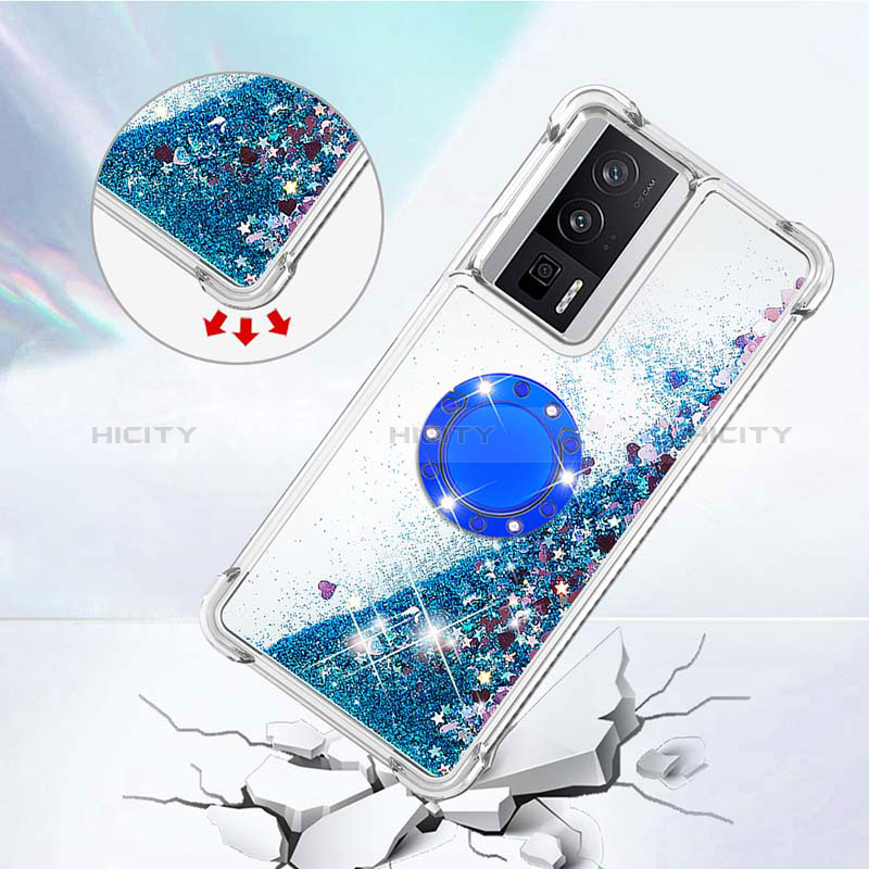 Funda Silicona Carcasa Goma Bling-Bling con Anillo de dedo Soporte S01 para Xiaomi Poco F5 Pro 5G