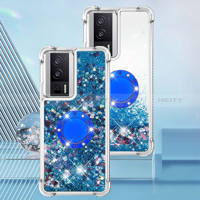 Funda Silicona Carcasa Goma Bling-Bling con Anillo de dedo Soporte S01 para Xiaomi Poco F5 Pro 5G