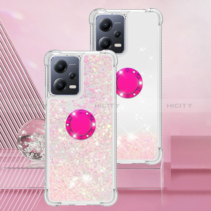 Funda Silicona Carcasa Goma Bling-Bling con Anillo de dedo Soporte S01 para Xiaomi Poco X5 5G