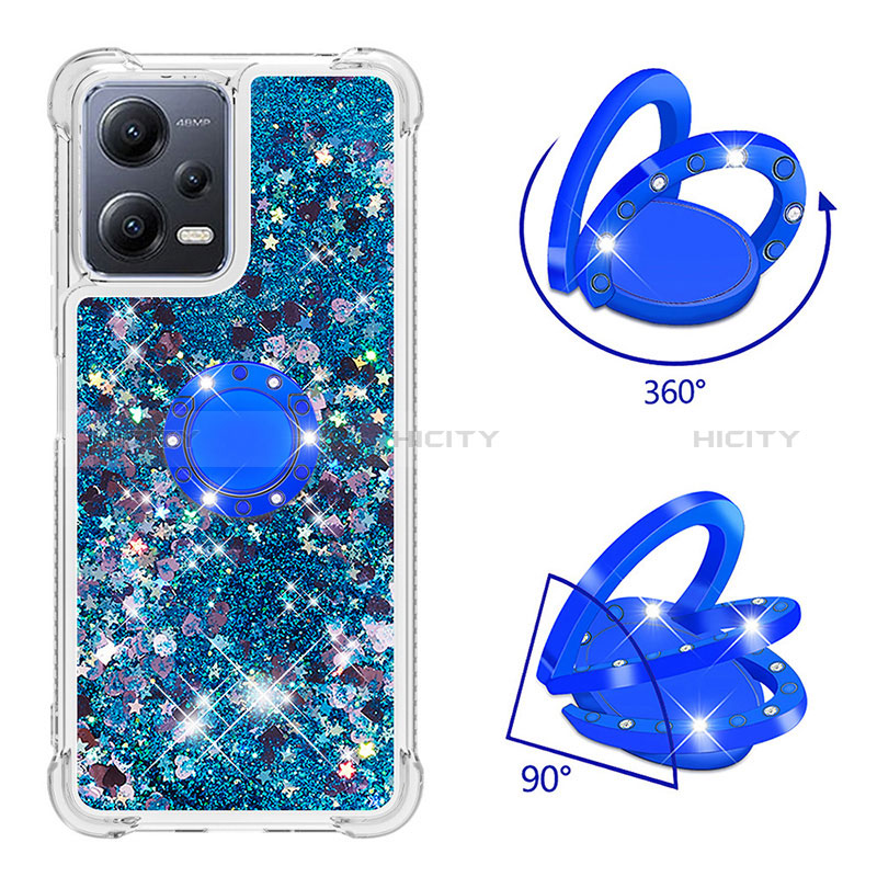 Funda Silicona Carcasa Goma Bling-Bling con Anillo de dedo Soporte S01 para Xiaomi Poco X5 5G