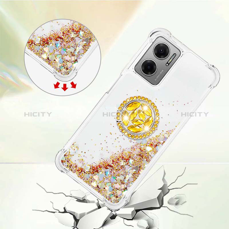 Funda Silicona Carcasa Goma Bling-Bling con Anillo de dedo Soporte S01 para Xiaomi Redmi 10 5G