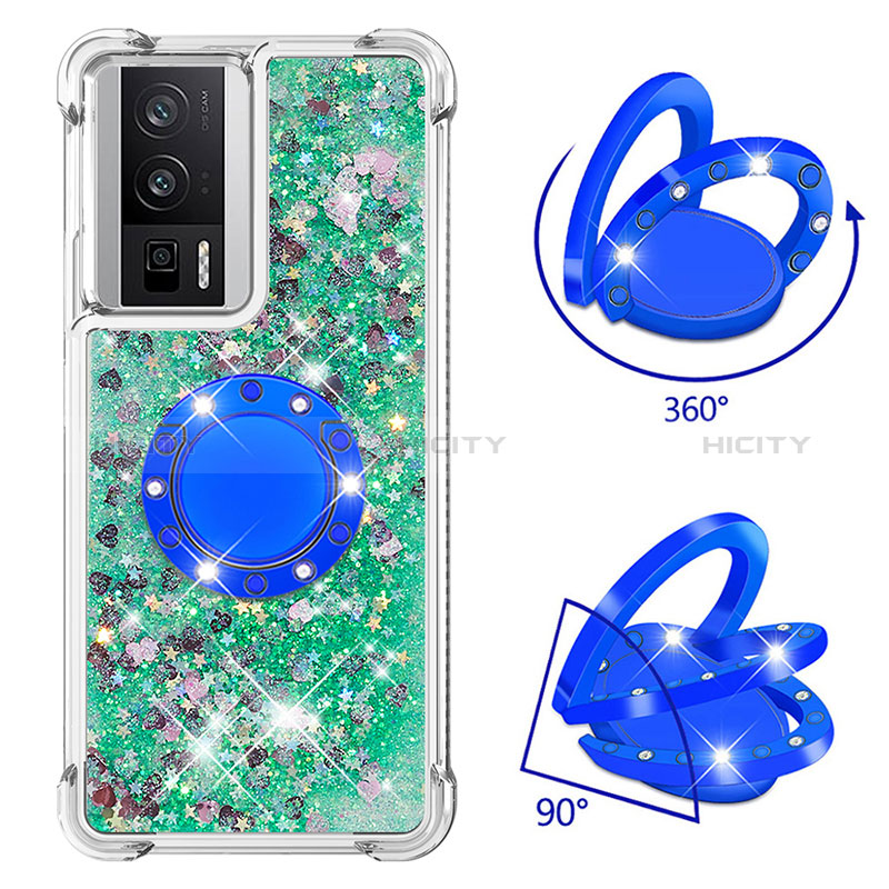 Funda Silicona Carcasa Goma Bling-Bling con Anillo de dedo Soporte S01 para Xiaomi Redmi K60 5G