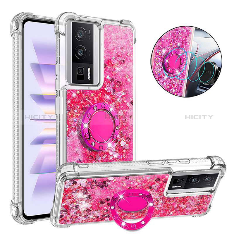 Funda Silicona Carcasa Goma Bling-Bling con Anillo de dedo Soporte S01 para Xiaomi Redmi K60 5G