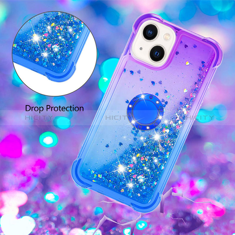 Funda Silicona Carcasa Goma Bling-Bling con Anillo de dedo Soporte S02 para Apple iPhone 14 Plus